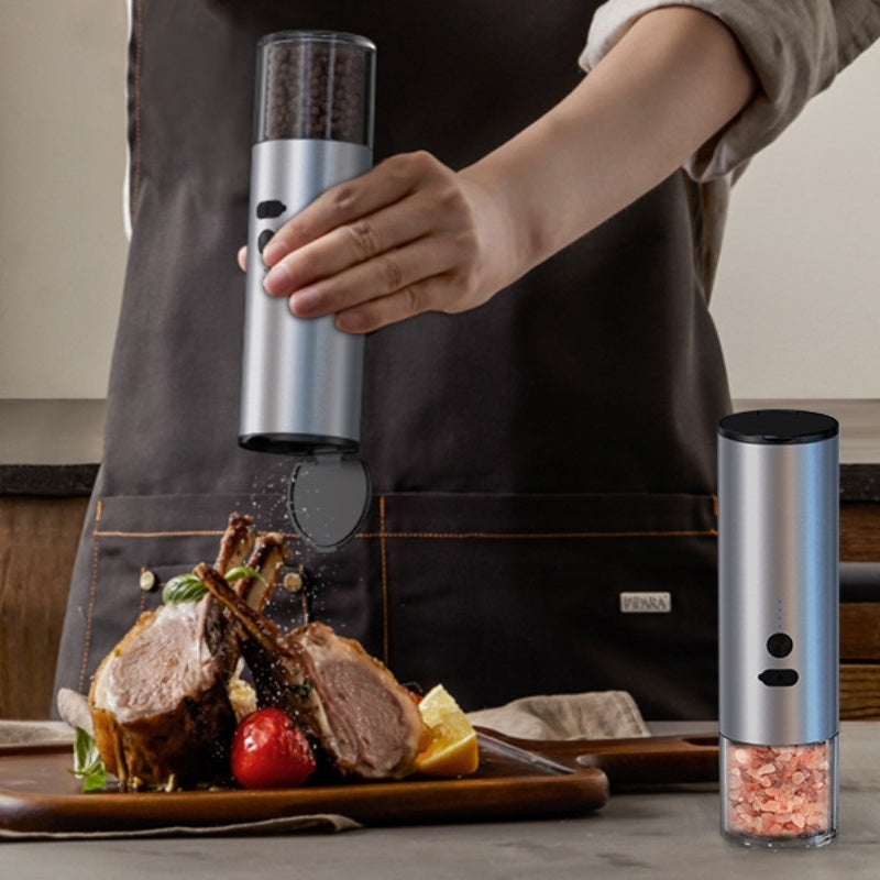 Rechargeable Electric Salt & Pepper Grinder Set with LED | Kitchen Gadget