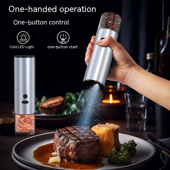 Rechargeable Electric Salt & Pepper Grinder Set with LED | Kitchen Gadget