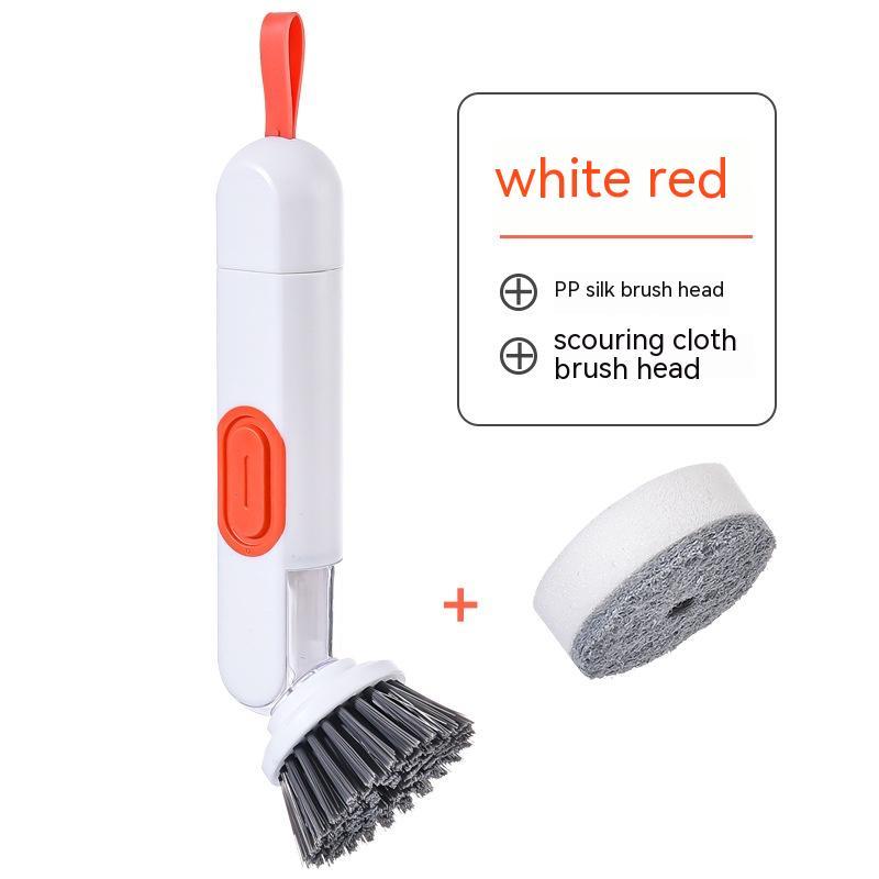 Multi-Functional Long-Handle Liquid-Filled Cleaning Brush Washing Up Brushes With Liquid Dispenser Two Replacement Heads For Kitchen Cleaning Brush Gadgets